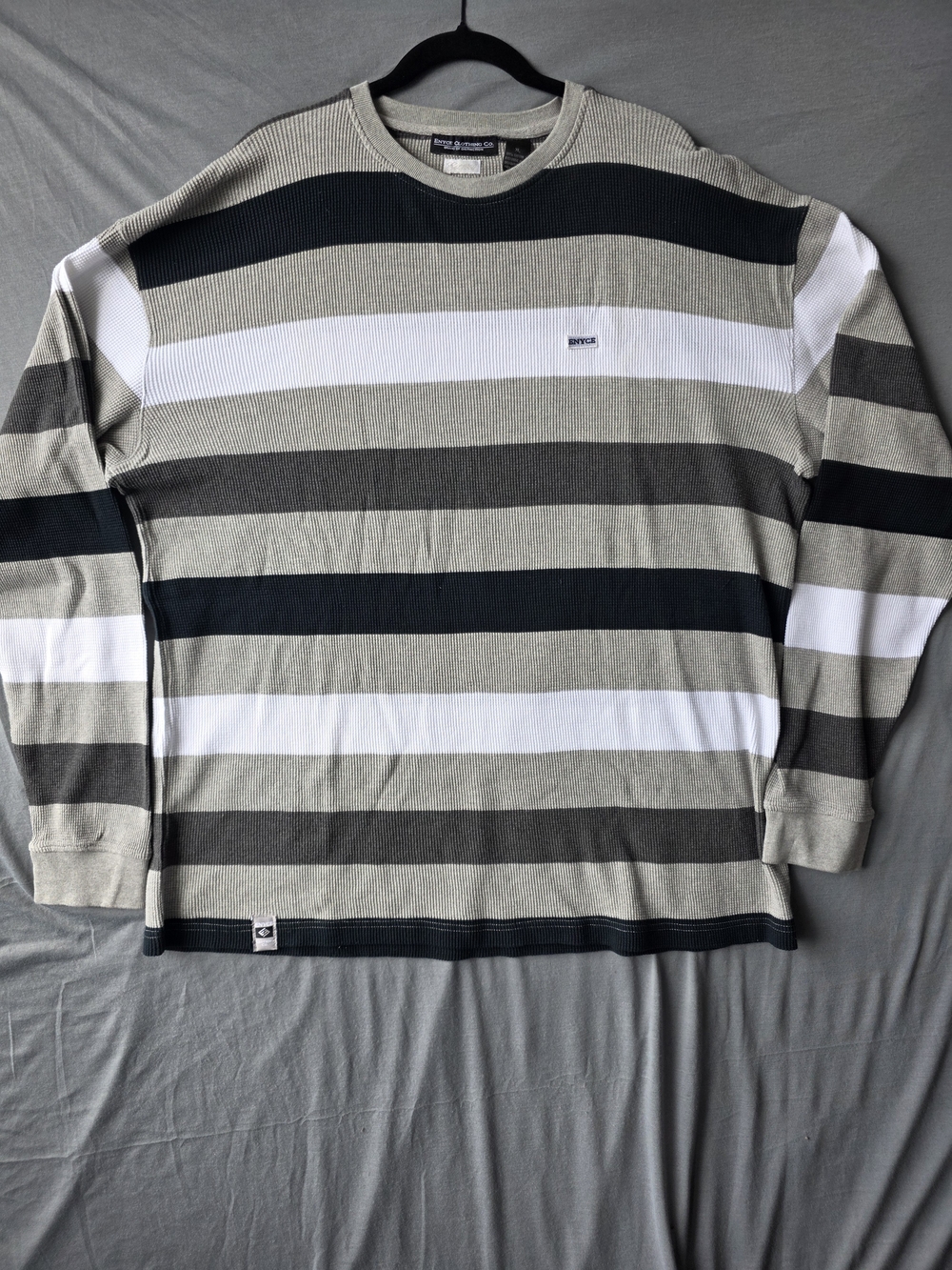 Enyce Men's XL Striped Thermal Shirt Waffle Knit Long Sleeve 100% Cotton Y2K